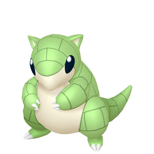 Sandshrew — duży render postaci w wariancie shiny