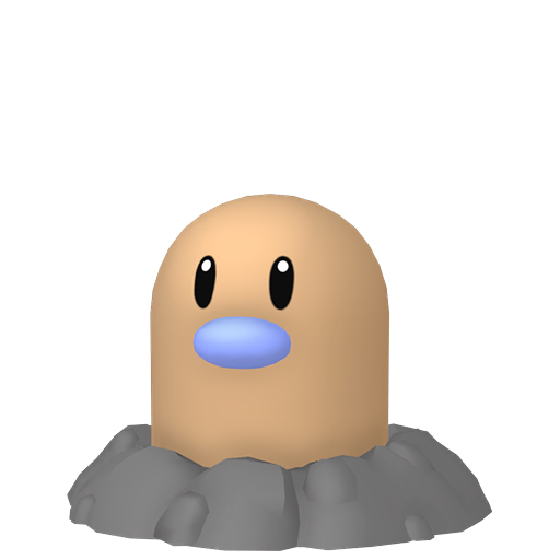 Diglett — duży render postaci w wariancie shiny