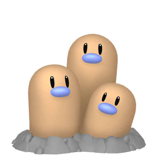 Dugtrio — duży render postaci w wariancie shiny