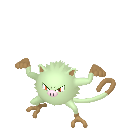 Mankey — duży render postaci w wariancie shiny
