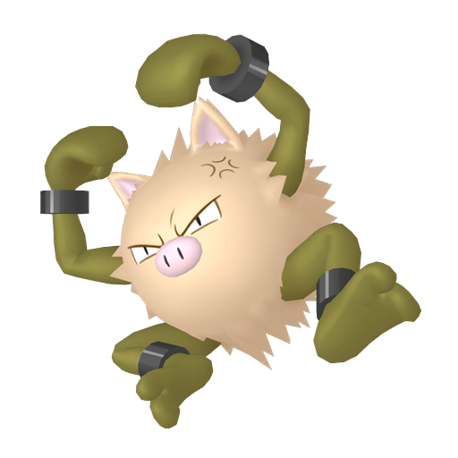 Primeape — duży render postaci w wariancie shiny