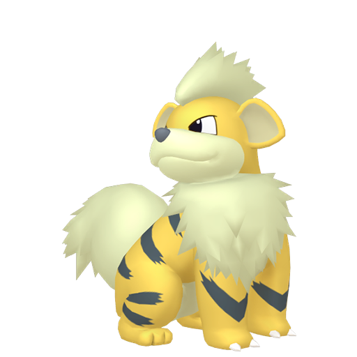Growlithe — duży render postaci w wariancie shiny
