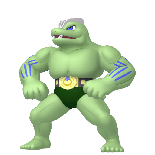 Machoke — duży render postaci w wariancie shiny