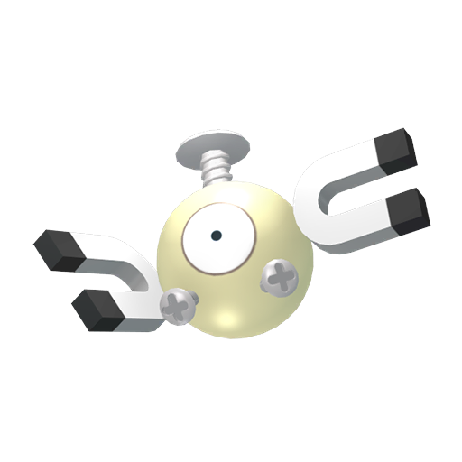 Magnemite — duży render postaci w wariancie shiny