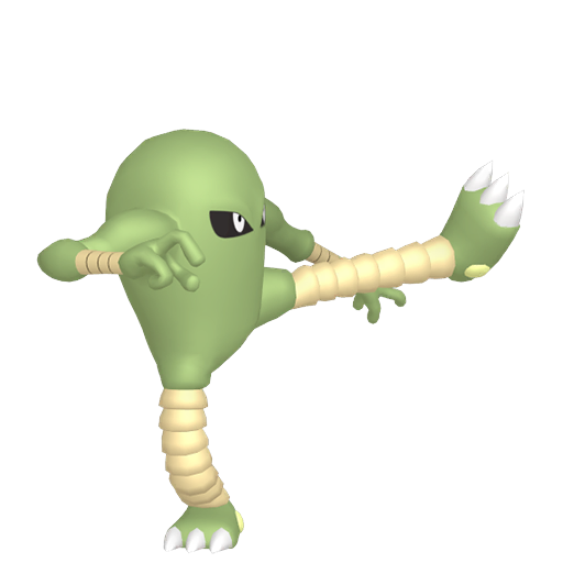 Hitmonlee — duży render postaci w wariancie shiny