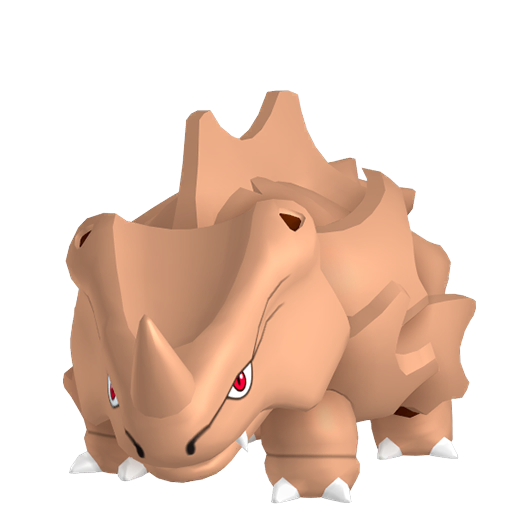 Rhyhorn — duży render postaci w wariancie shiny