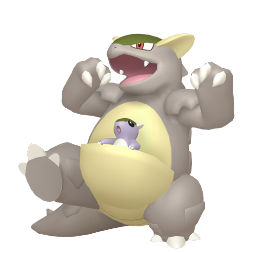 Kangaskhan — duży render postaci w wariancie shiny