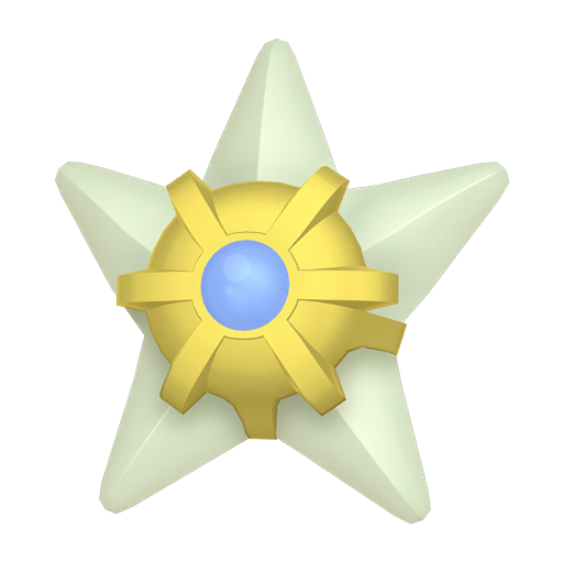 Staryu — duży render postaci w wariancie shiny