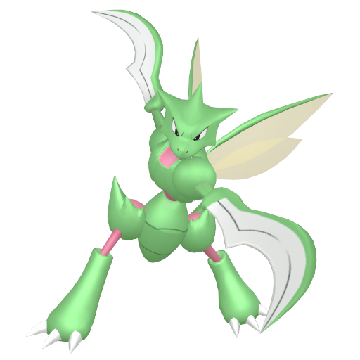 Scyther — duży render postaci w wariancie shiny