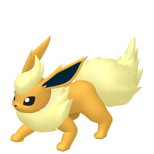 Flareon — duży render postaci w wariancie shiny