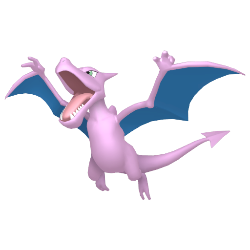 Aerodactyl — duży render postaci w wariancie shiny