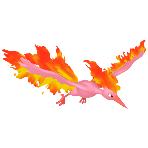 Moltres — duży render postaci w wariancie shiny
