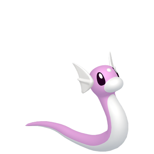 Dratini — duży render postaci w wariancie shiny