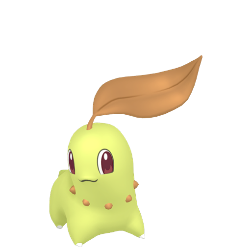 Chikorita — duży render postaci w wariancie shiny