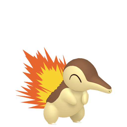 Cyndaquil — duży render postaci w wariancie shiny