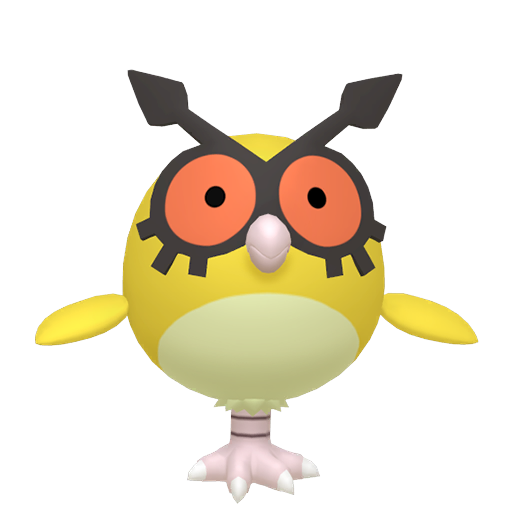 Hoothoot — duży render postaci w wariancie shiny