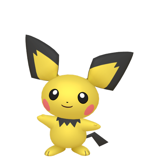 Pichu — duży render postaci w wariancie shiny