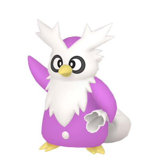 Delibird — duży render postaci w wariancie shiny
