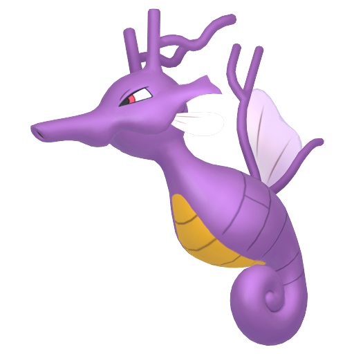 Kingdra — duży render postaci w wariancie shiny