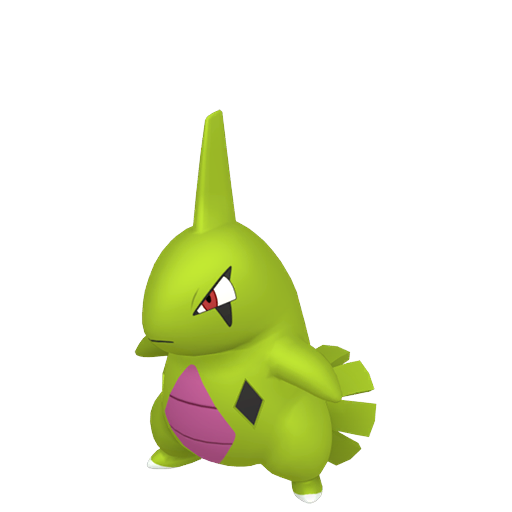 Larvitar — duży render postaci w wariancie shiny