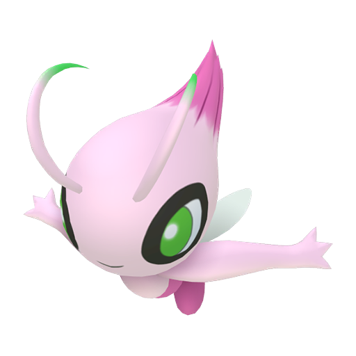 Celebi — duży render postaci w wariancie shiny