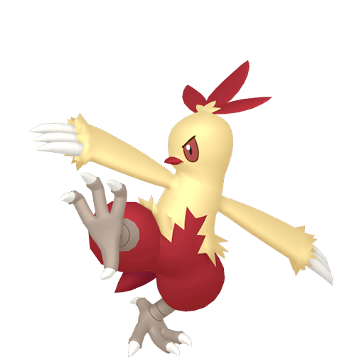 Combusken — duży render postaci w wariancie shiny