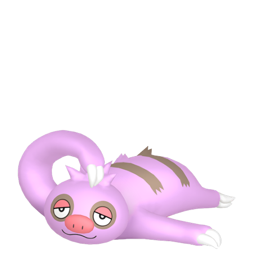 Slakoth — duży render postaci w wariancie shiny