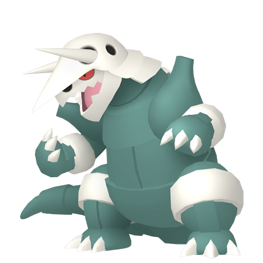 Aggron — duży render postaci w wariancie shiny