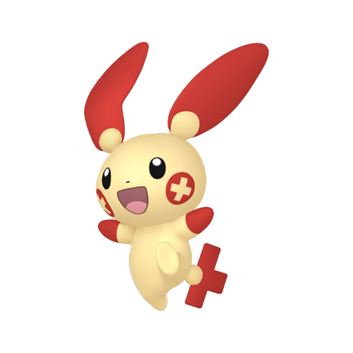 Plusle — duży render postaci w wariancie shiny