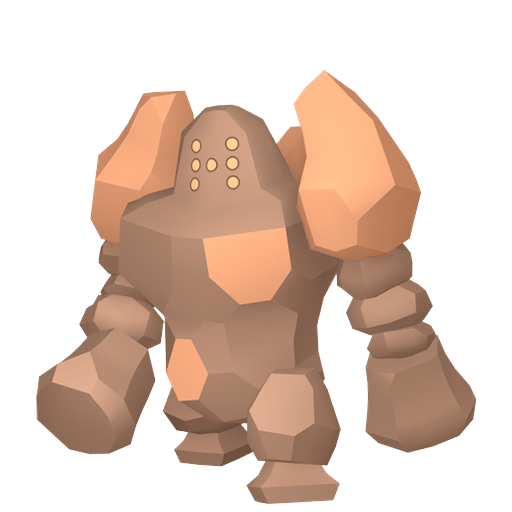 Regirock — duży render postaci w wariancie shiny