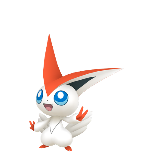 Victini — duży render postaci w wariancie shiny