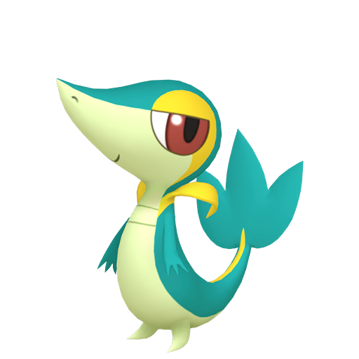 Snivy — duży render postaci w wariancie shiny