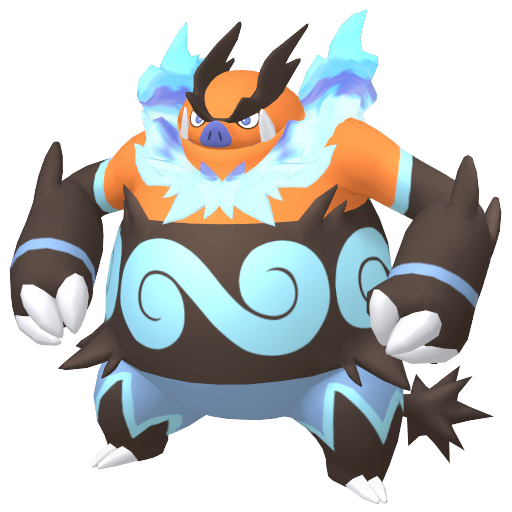 Emboar — duży render postaci w wariancie shiny