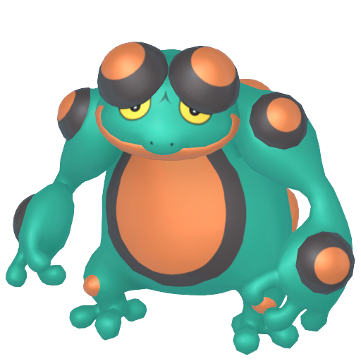 Seismitoad — duży render postaci w wariancie shiny