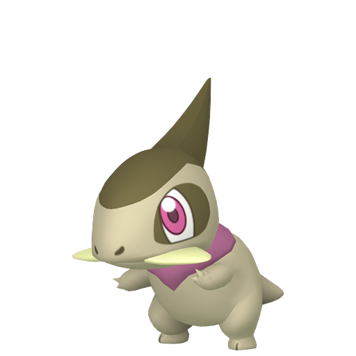 Axew — duży render postaci w wariancie shiny