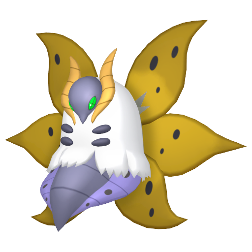 Volcarona — duży render postaci w wariancie shiny