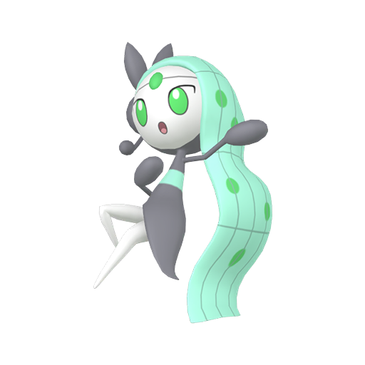 Meloetta — duży render postaci w wariancie shiny