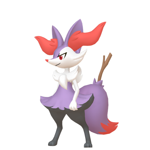 Braixen — duży render postaci w wariancie shiny