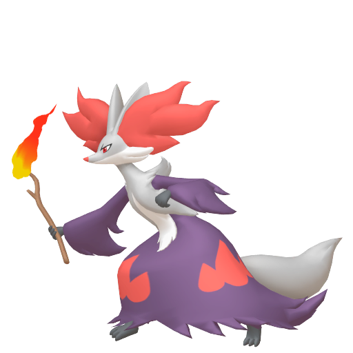 Delphox — duży render postaci w wariancie shiny