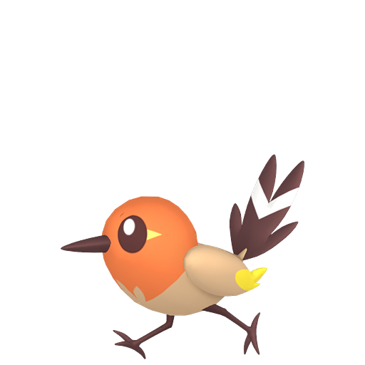 Fletchling — duży render postaci w wariancie shiny