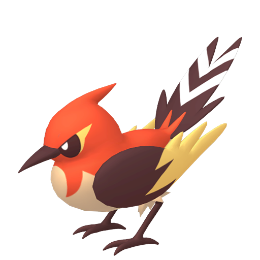 Fletchinder — duży render postaci w wariancie shiny