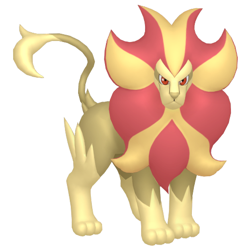 Pyroar — duży render postaci w wariancie shiny