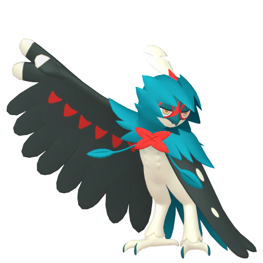 Decidueye — duży render postaci w wariancie shiny