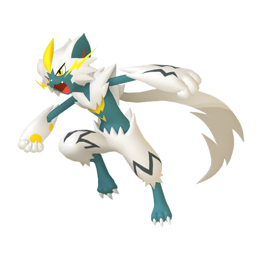 Zeraora — duży render postaci w wariancie shiny