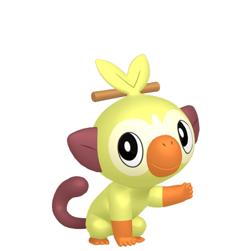 Grookey — duży render postaci w wariancie shiny