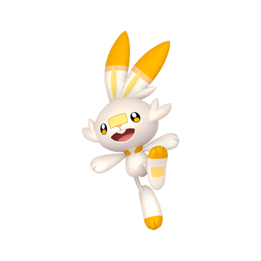 Scorbunny — duży render postaci w wariancie shiny