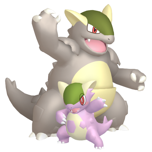 Kangaskhan (Mega) — duży render postaci w wariancie shiny