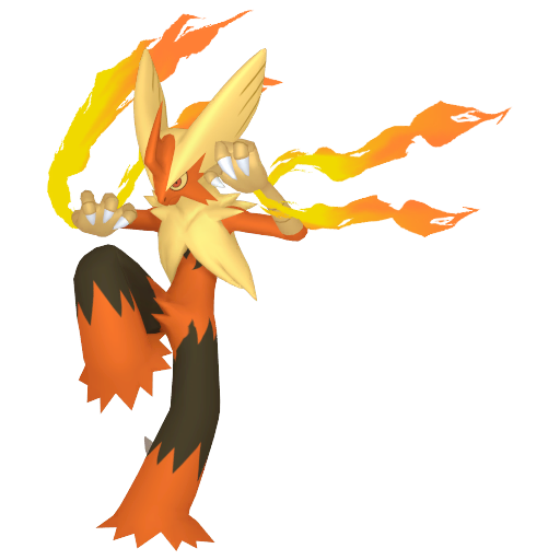 Blaziken (Mega) — duży render postaci w wariancie shiny