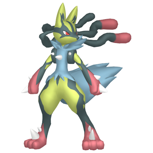 Lucario (Mega) — duży render postaci w wariancie shiny