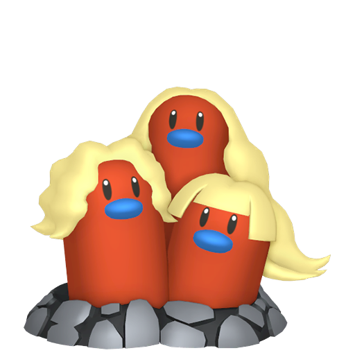 Dugtrio (z Aloli) — duży render postaci w wariancie shiny